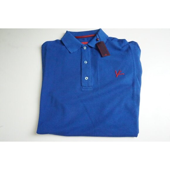 Isaia Blue Red Coral Embroidered Short Sleeve Cotton Polo Shirt Sz M BRAND NEW